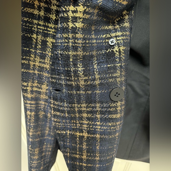 Elie Tahari Jezebel Metallic Double Breasted Tweed Blazer in Black / Gold Sz 10 - Picture 14 of 14